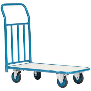 Highly Versatile Flat Bed blue Steel Trolley