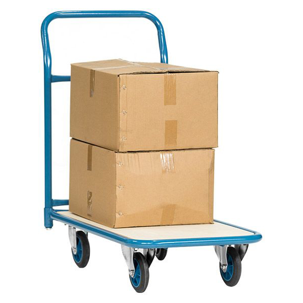 Highly Versatile Flat Bed blue Steel Trolley