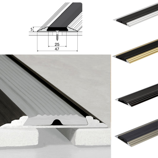 Flat Door Threshold Profile Anodised Non Slip Aluminium