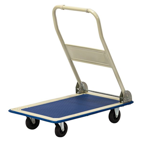 Chromium Plated Folding Trolley Cart- Blue Plastic