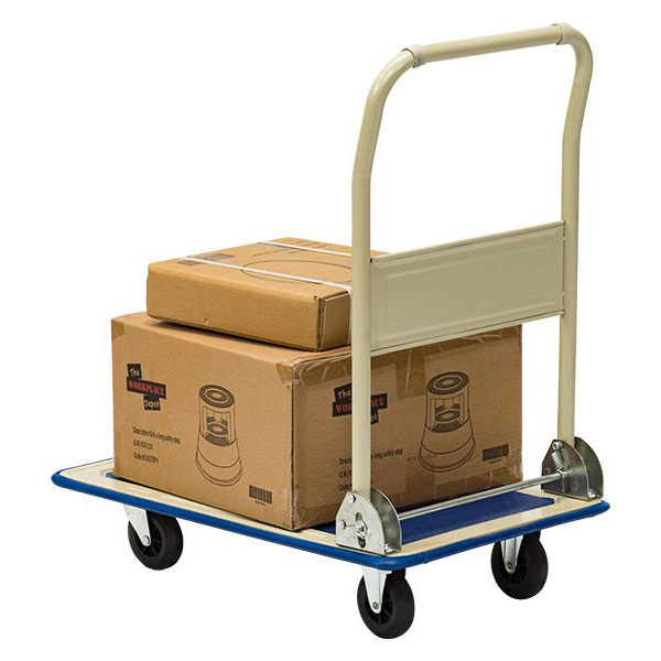 Chromium Plated Folding Trolley Cart- Blue Plastic