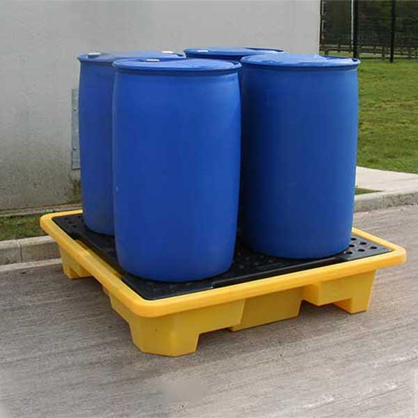 Four Drum Stackable Drainage Grid Spill Pallet