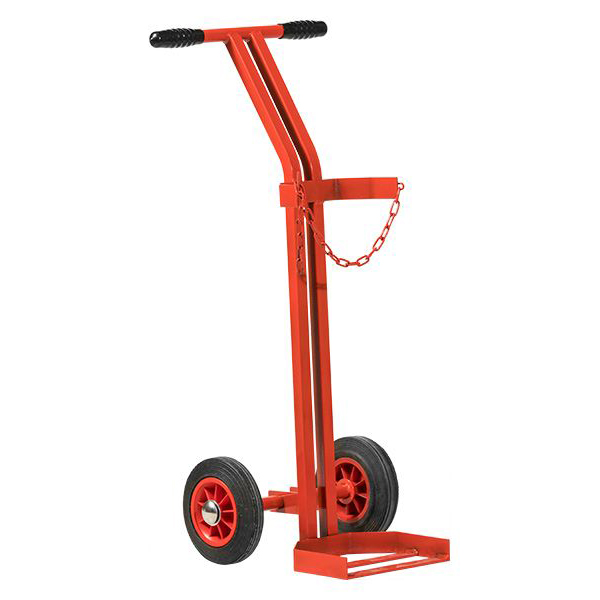 Lightweight Red Steel Gas Cylinder Trolley On Solid Rubber Wheel