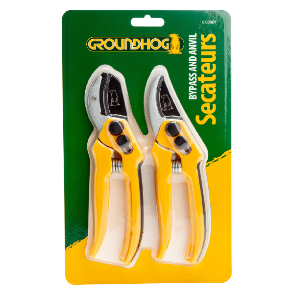 Groundhog G1300001 Anvil & Bypass Secateurs (2 Piece)