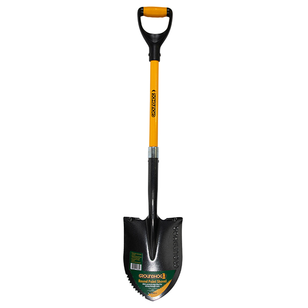 Groundhog Round Point Shovel for Versatile Digging (Pack of 6)