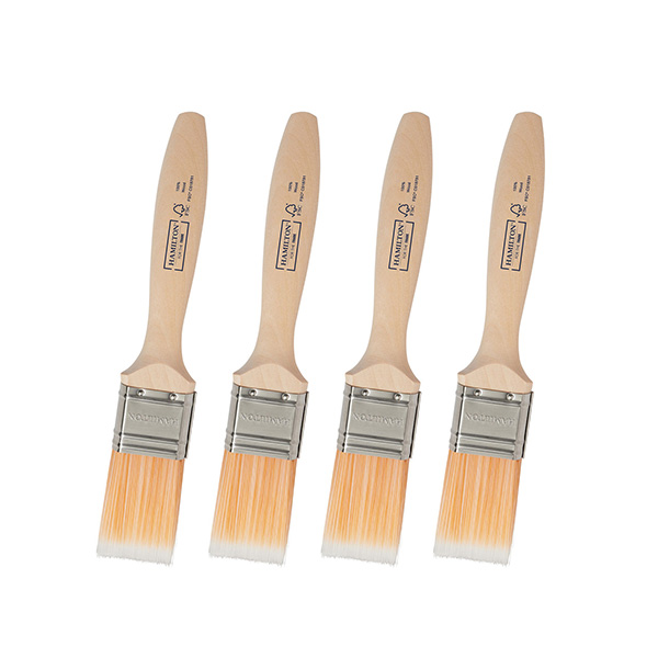 Hamilton Rust-Rsistant Fine Tip Flat Paint Brushes Pack of 4