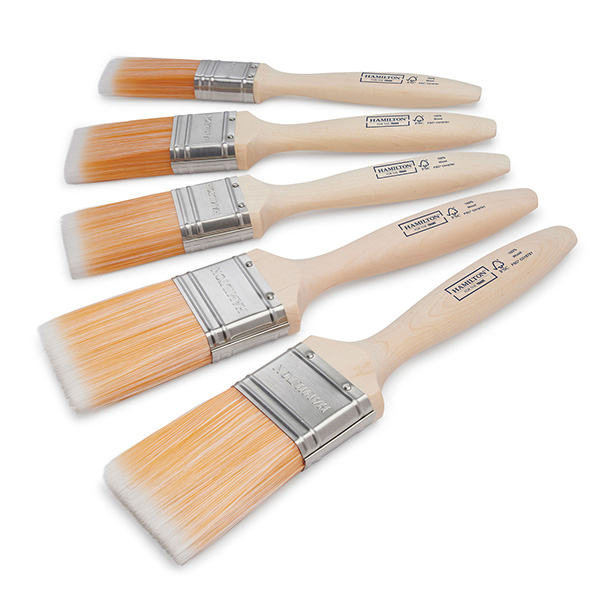 Hamilton Fine Tip Flat Paint Brushes with Wooden Beavertail Handles for Comfortable Grip