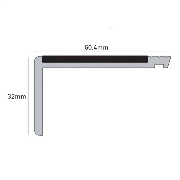 Hard Node PVC Non Slip Stair Nosing 60.4mm x 32mm Heavy Duty 