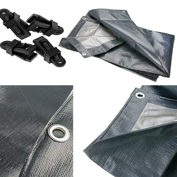 200 GSM Heavy Duty Waterproof Reinforced Tarpaulin Cover + 4 Tarp Clips