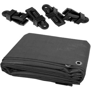 200 GSM Heavy Duty Waterproof Reinforced Tarpaulin Cover + 4 Tarp Clips