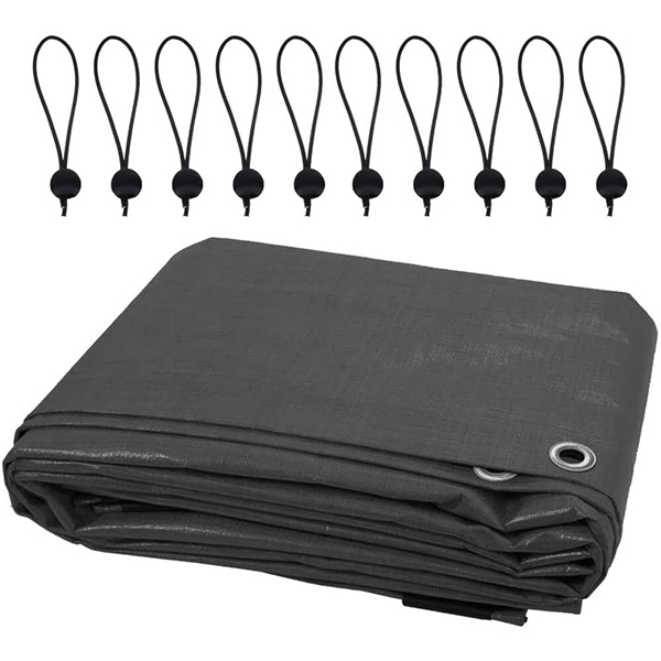 Heavy Duty 200GSM Reinforced Waterproof Tarpaulin Cover + 10 Bungee Balls