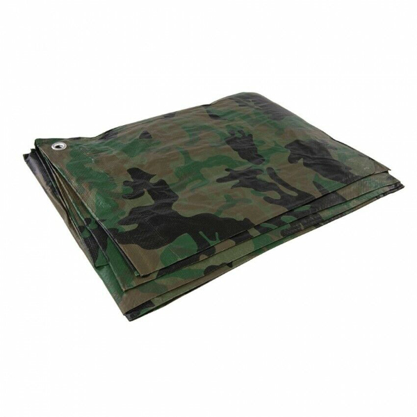 85 gsm Waterproof Camo Tarpaulin Cover Ground Sheet Tent With 4 Bungee Balls 