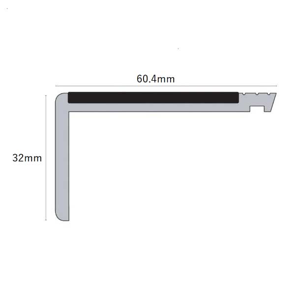 Heavy Duty Hard Node PVC Stair Nosing 60.4 x 32mm Tredsafe Non Slip