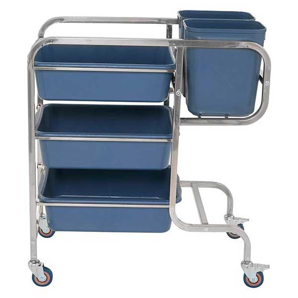 Heavy Duty Stainless Steel Bussing Trolley with Bins