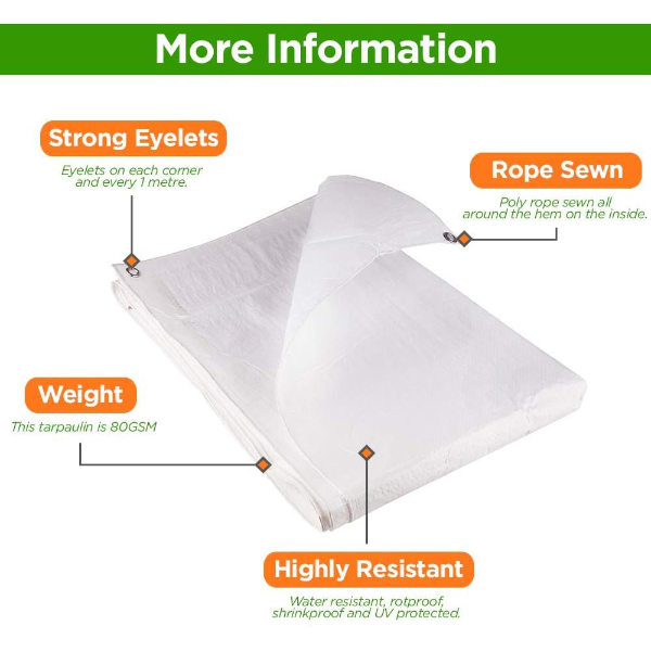 Heavy-Duty Tarpaulin 90gsm Waterproof Furniture Caravan Cover Sheet