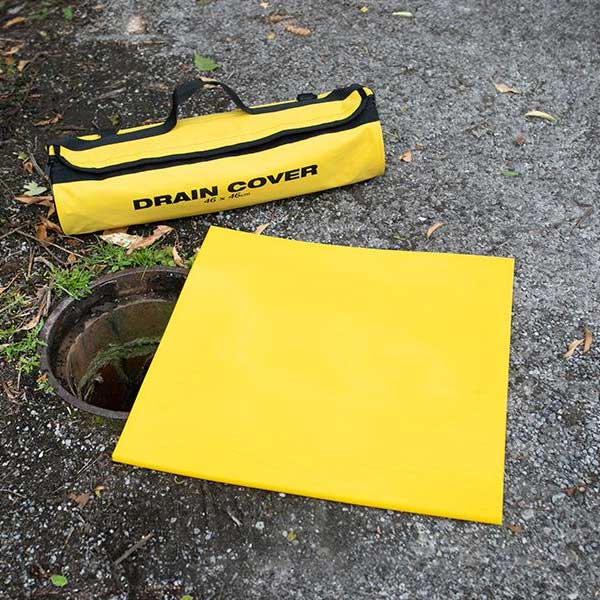 Hi Vis Yellow Drain Cover with Wall Mountable Holdall