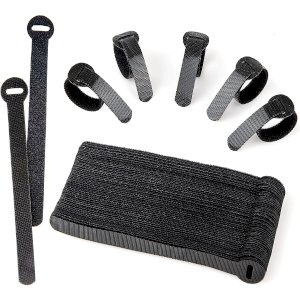 12mm RIP 'N' Grip Hook And Loop Fastener Cable Ties With Hole Black