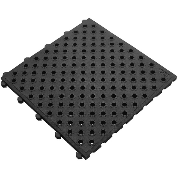 Heavy-Duty Interlocking Anti Fatigue Black & Yellow Tiles