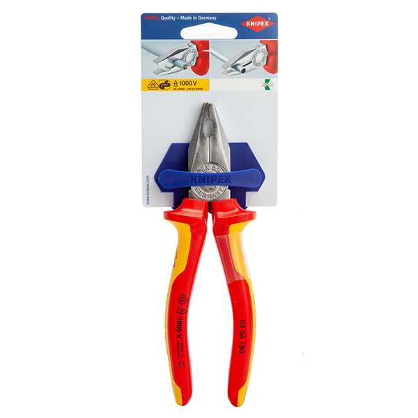 Knipex Multi Stage Oil-Hardened Combination Pliers Insulated VDE 1000V 180mm