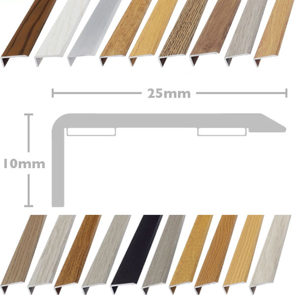 25mm L or Edge Nosing Door Bars Profile Edge Stick Down Strip For Wood & Tile Flooring