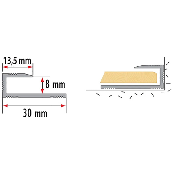 Laminate Floor Edge 8mm Aluminium Profile Trims Threshold Door Stops For Flooring