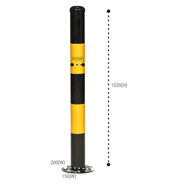 Black/Yellow Round Parking Barriers for Commercial or Private Use