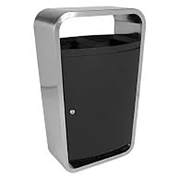 66L Black & Silver Metal Litter Bin