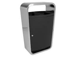 66L Black & Silver Metal Litter Bin