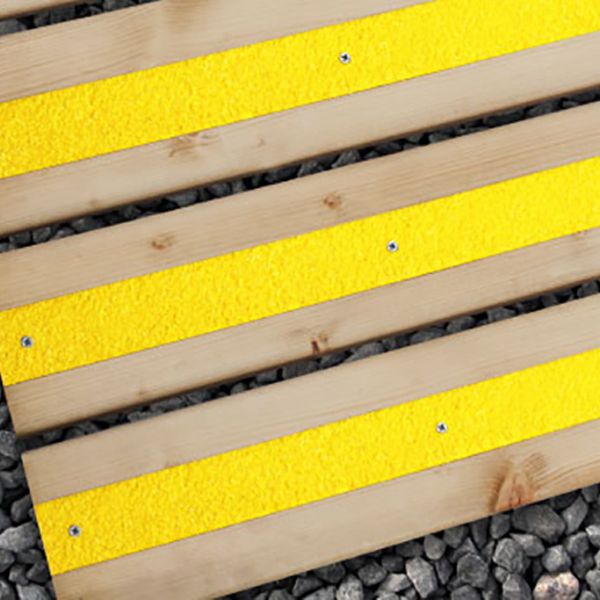 Non-Slip 90mm Medium Grit Decking Strips - Yellow