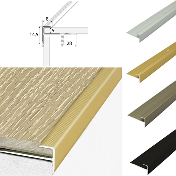 Non Slip Aluminium Stairs Nosing For Luxury Click Vinyl Flooring