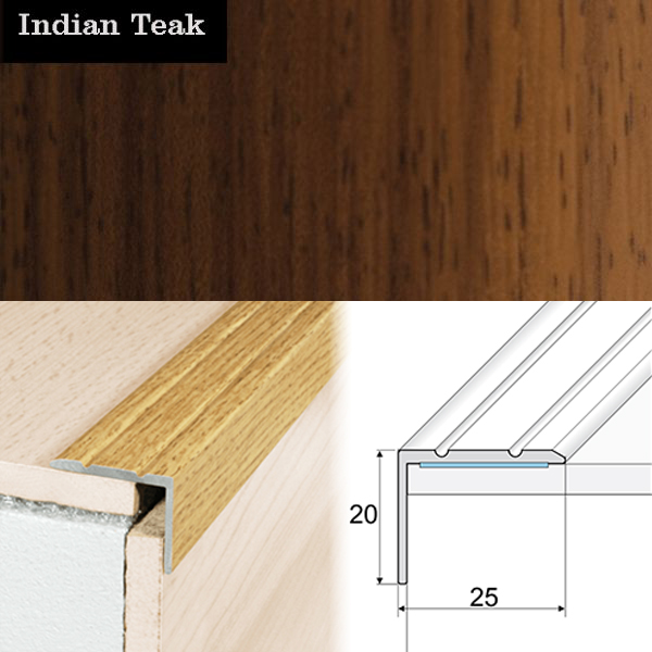 Non Slip Aluminium Wood Effect Stair Nosing Edge Trim Self Adhesive