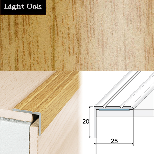 Non Slip Aluminium Wood Effect Stair Nosing Edge Trim Self Adhesive