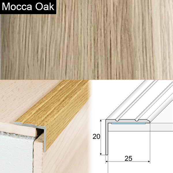 Non Slip Aluminium Wood Effect Stair Nosing Edge Trim Self Adhesive