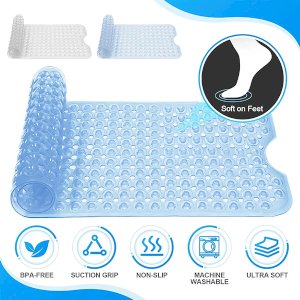 Anti Mold Extra Large Non Slip Rubber Strong Bubble Suction Bathroom Shower Mat 