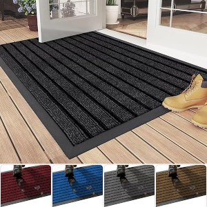 Heavy Duty Anti Slip Dirt Trapper Washable Rug Rubber Door Mat For Indoor & Outdoor