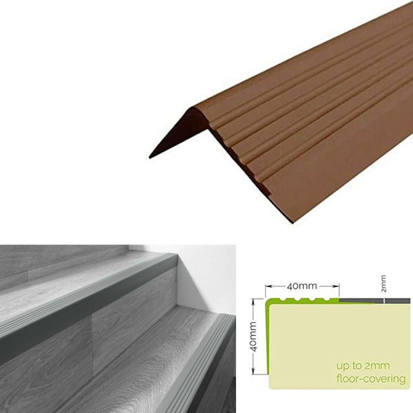 Non Slip Stair Nosing 40mm x 40mm Bullnose Stair Nosing Rubber Angle Step Edge