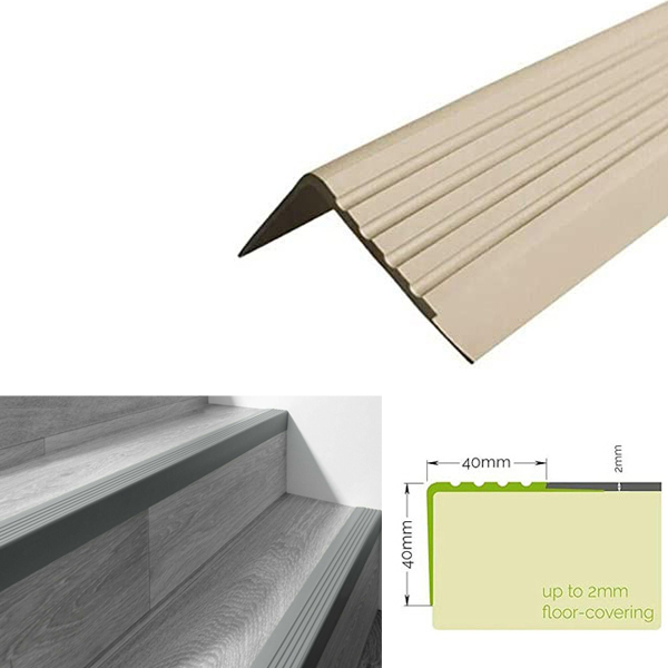 Non Slip Stair Nosing 40mm x 40mm Bullnose Stair Nosing Rubber Angle Step Edge