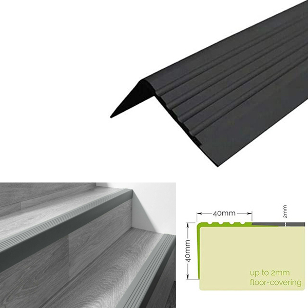 Non Slip Stair Nosing 40mm x 40mm Bullnose Stair Nosing Rubber Angle Step Edge