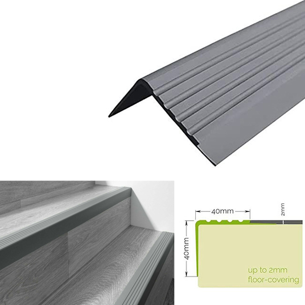 Non Slip Stair Nosing 40mm x 40mm Bullnose Stair Nosing Rubber Angle Step Edge