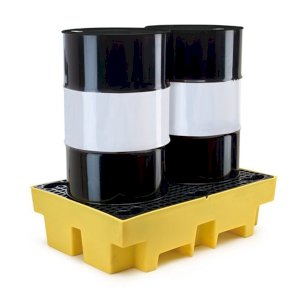 Oil Spill 2 Drum Pallet Sump & Grating with removable plastic grid