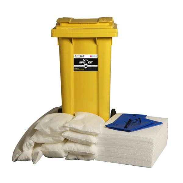 Oil Spill Kit Supplied in Wheelie Bin For Absorbs Oils Fuels and Solvents