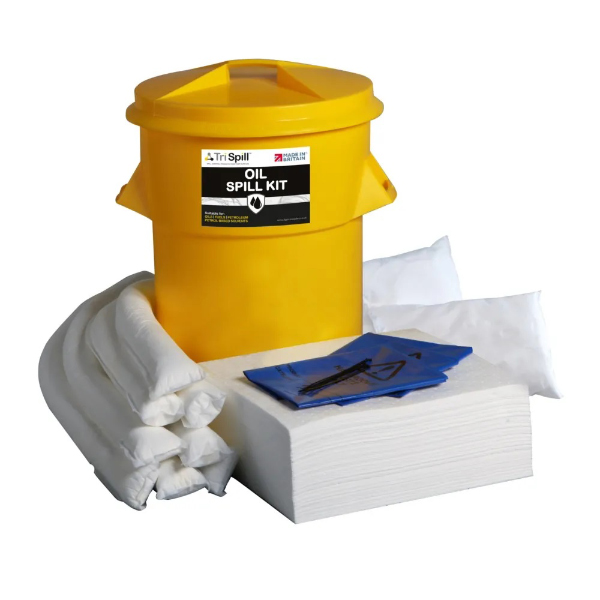 Oil Spill Safety Kit Supplied in Bin Absorbs Oils Fuels and Solvents