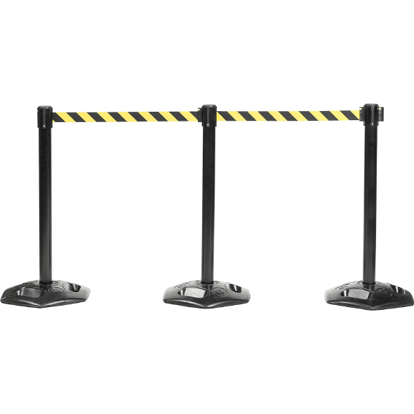 Outdoor Barrier Posts with Black Belt Rope