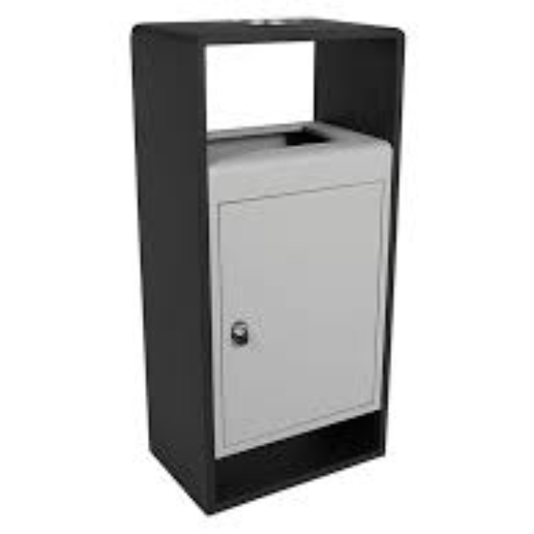 Grey & Black Outdoor Waste Bin