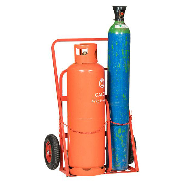 Heavy-Duty Twin Gas Cylinder Red Transport Trolley