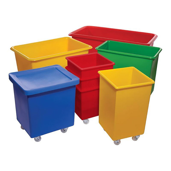 118L Tapered Polyethylene Plastic Tub on Wheels