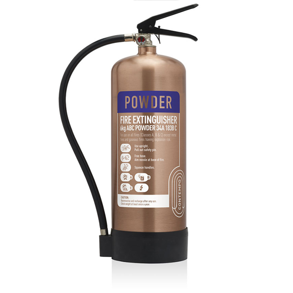 Powder Fire Extinguisher Brushed Copper