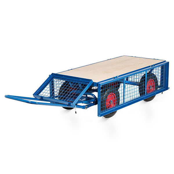 Durable Blue Pull Along Cart With Four Mesh Side Panels