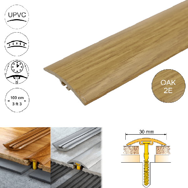 PVC door floor trim 30mm Wide for wooden, laminate, carpet, vinyl or tiled floors