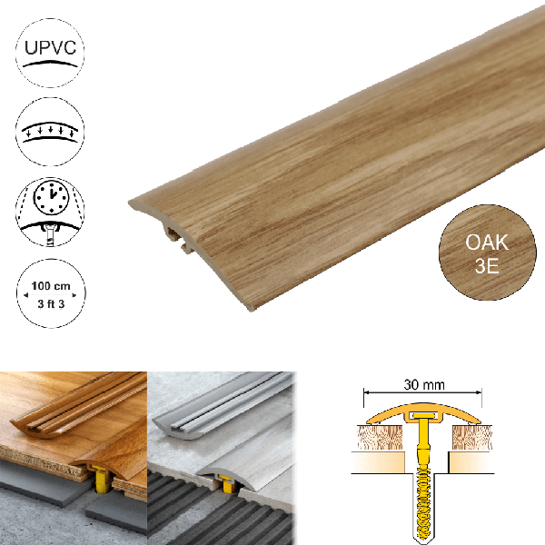 PVC door floor trim 30mm Wide for wooden, laminate, carpet, vinyl or tiled floors